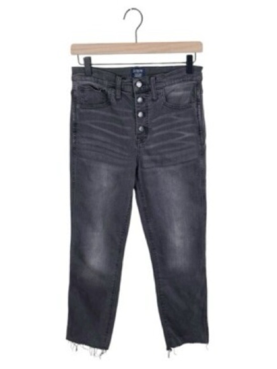 J. Crew Denim - J Crew Button Fly High Rise Vintage Straight Jean Black Gray Size 34
